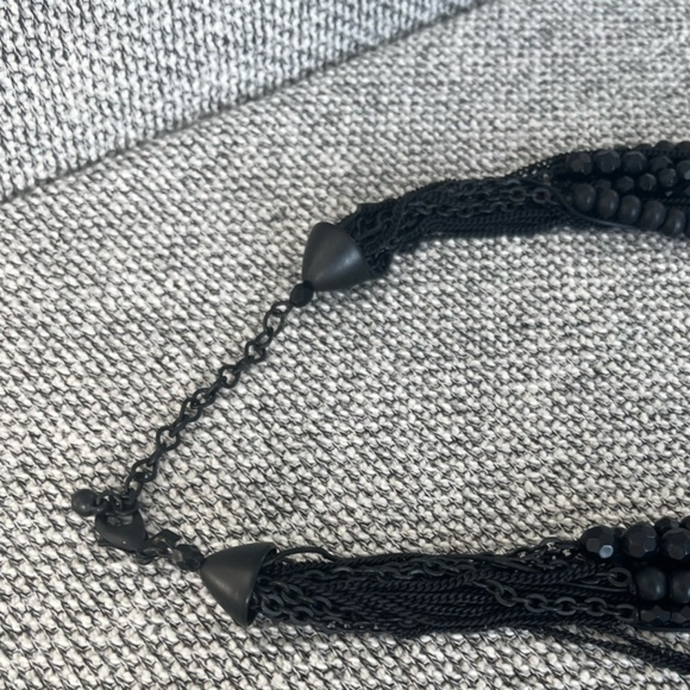 Black Cascading Multi-Layered Necklace - Picture 3 of 16